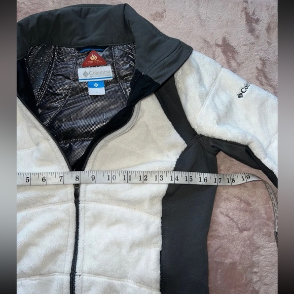 Columbia Omni Heat Womens Fleece Jacket White Color Block Zip Pocket Mock Neck S - Picture 7 of 9